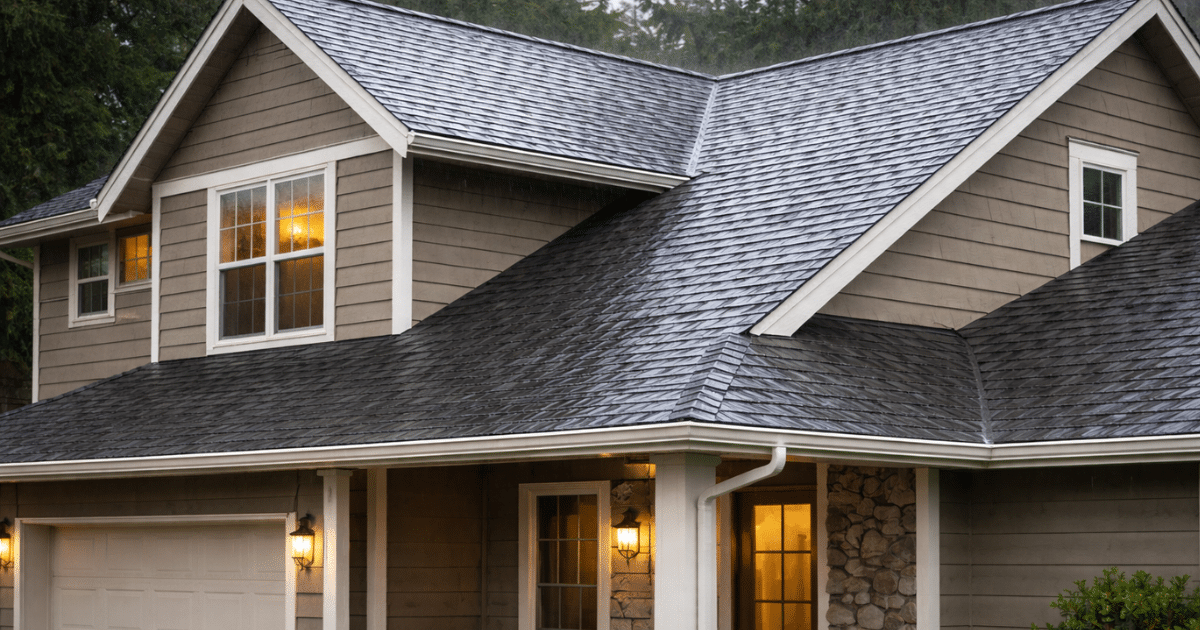 home roof in the rain